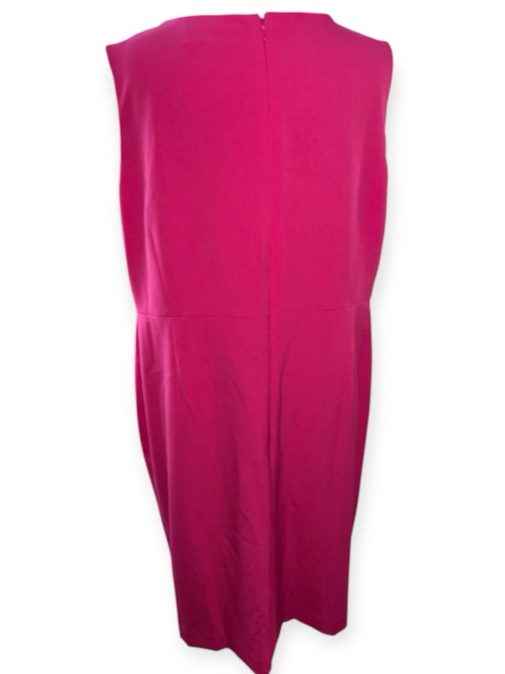 Hot Pink Sleeveless Shift Dress with Side Button Detail, P2P: 23” - Picture 5 of 9